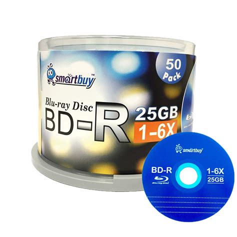 Buy Smartbuy 50 Pack Bd R 25gb 6x Blu Ray Single Layer Recordable Disc