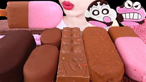 Asmr Mukbang｜pink Chocolate Ice Cream Party Hershey Tico Mandms Oreo