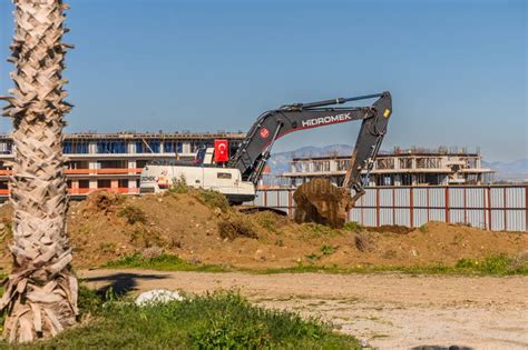 Gaziveren Cyprus Excavator Digging The Ground At A