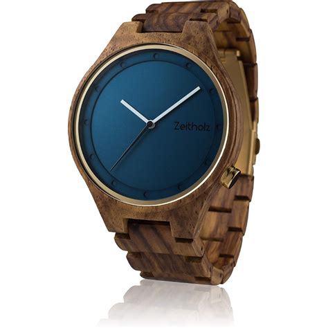 Zeitholz Montre Homme Le Model Stolpen Avec Son Cadran Bleu