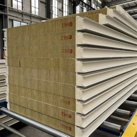 Lightweight Prefab Fire Proof Rock Wool Sandwich Wall Panel For