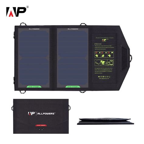 Allpowers 5v 10w Solar Charger Sunpower Solar Panel Outdoor Portable Power Bank Charger For