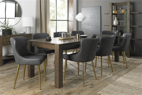 Turin Dark Oak And Cezanne Gold Large Dining Set Affordable Bentley