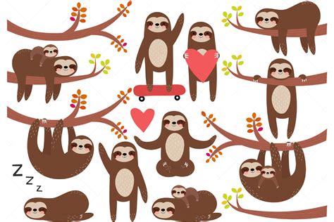 Sloths Clip Art By Clipartisan Thehungryjpeg