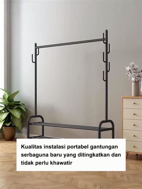 Rak Gantungan Baju Besi Jemuran Pakaian Portable Stand Hanger Rak Baju