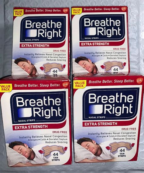 176 BREATHE RIGHT NASAL STRIPS EXTRA STRENGTH TAN 4 X 44 Ct Boxes EX