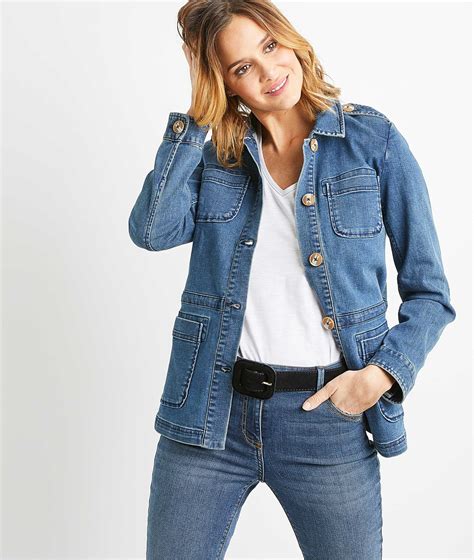 Veste Saharienne En Denim Femme Stone Grain De Malice