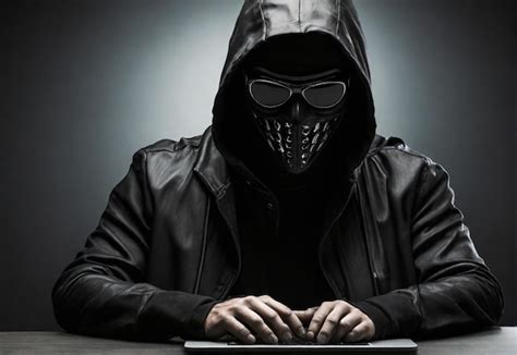 Premium Photo Computer Hacker With Mask Black Hacker