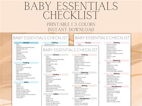 Baby Essentials Checklist Printable Newborn Checklist Nursery Etsy