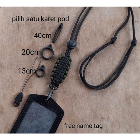 Jual Lanyard Landyard Id Card Name Tag Kulit Tali Paracord King Cobra