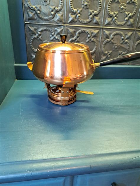 Copper Fondue Pot Mcm Copper And Black Fondue Pot Mid Century Modern