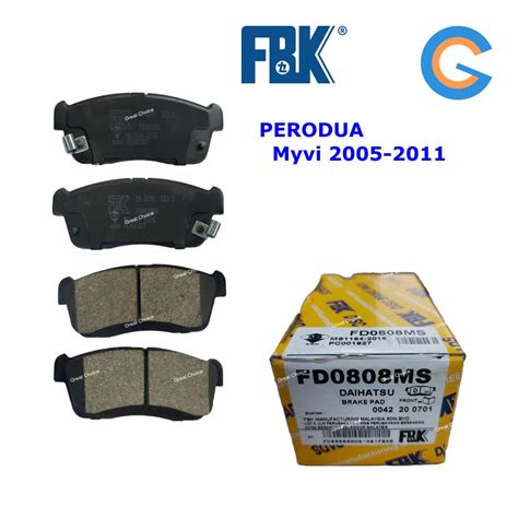 FBK Myvi 2005 2011 Front Disc Brake Pad With Shim PERODUA FD0808MS