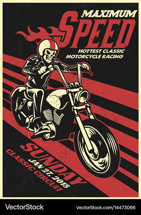 Motorbike Racing Event Poster In Vintage Style Vector Image