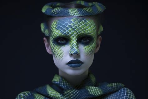 Premium Ai Image A Woman With A Snake Skin On Her Face