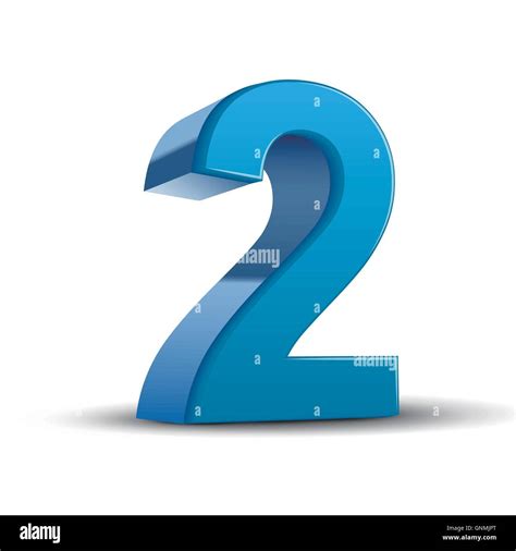 3d Image Shiny Blue Number 2 Isolated On White Background Stock Vector