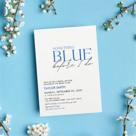 Something Blue Bridal Shower Minimalist Invitation Zazzle