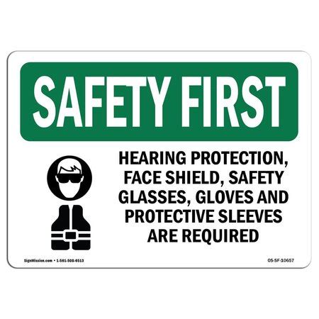 Signmission OSHA Sign Hearing Protection Face Shield W Symbol 14in X