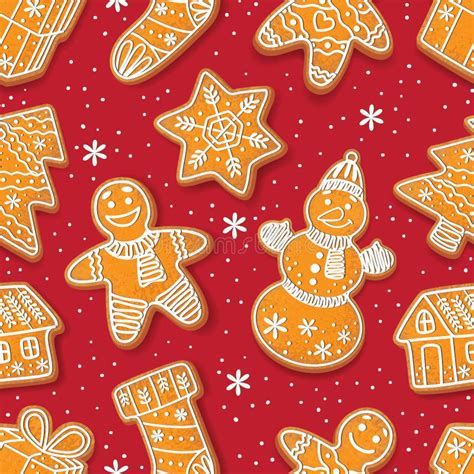 Seamless Pattern Of Christmas Gingerbread Cookies Stock Vector