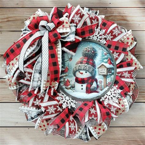 Snowman With Cardinals Let It Snow Wreath Sign Metal Wreath Sign