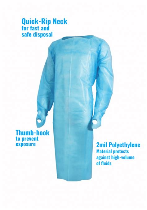 Disposable Polyethylene Isolation Gowns Aami Level Open Back