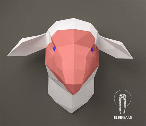 Sheep Pepercraft Head Paper Craft Trophy Pdf Kit 3D DIY Etsy