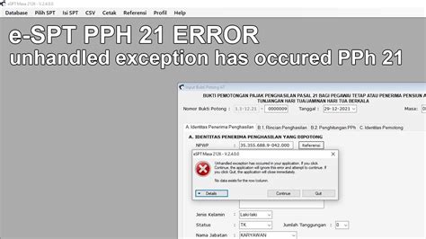 Cara Mengatasi Unhandled Exception Has Occurred In Your Application Pph