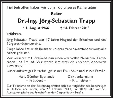 Alle Traueranzeigen für Dr Ing Jörg Sebastian Trapp trauer rp online de