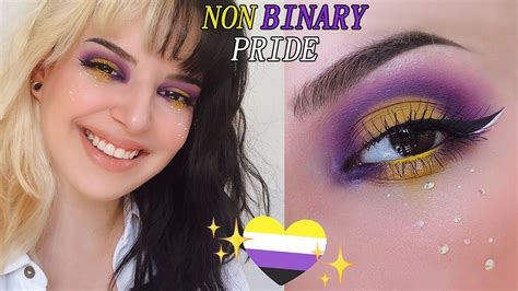 Non Binary Flag Inspired Makeup Look💛🤍💜🖤 Youtube