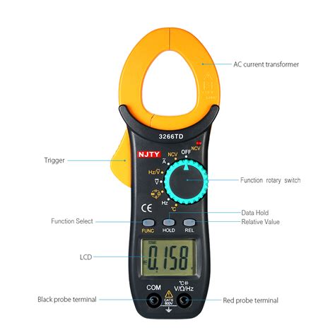 NJTY Digital Clamp Meter Current Clamp Amperometri Grandado