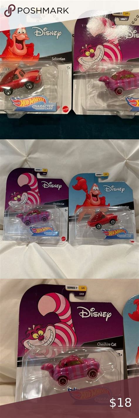 NIP Hot Wheels Disney Character Cars Cheshire Cat 3 Sebastian 2 Series 7 Alice In