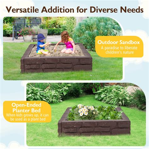 2-In-1 HDPE Kids Sandbox with Cover and Bottom Liner - Costway