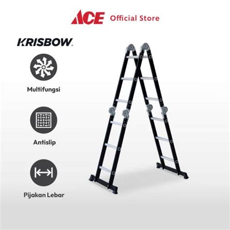 Jual Ace Krisbow 3 Mtr Tangga Lipat Aluminium Steel 4x3 Step Hitam