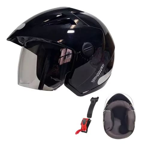 Capacete Moto Ebf Thunder Open Solid Aberto Preto Brilho 60