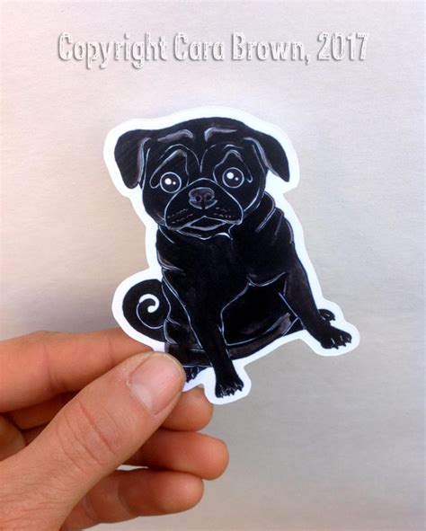 Pug Sticker Cute Black Pug Puppy Dog Vinyl Car Window Decal Etsy