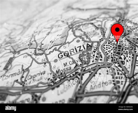 Gorizia City Over A Road Map Italy Stock Photo Alamy