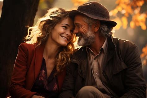 Premium Ai Image Couple On A Background Of An Autumn Landscape Man