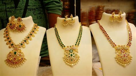 Gram Gold Cz Necklace Sets With Beautiful Stone Work Youtube