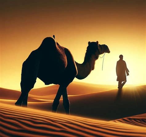 Premium Photo Camel Walking In The Desert Behind Among The Sand Hills