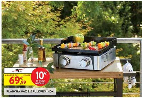 Promo Plancha gaz 2 bruleurs inox chez Intermarché