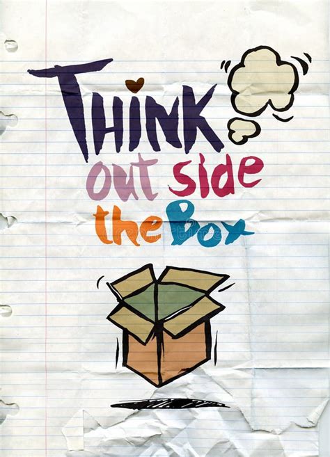 Hand Drawn Doodles Think Out Side The Box Concept Stock Vector