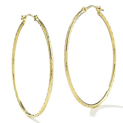 14k Gold 35mm Diamond Cut Hinged Hoop Earrings Peoples Jewellers