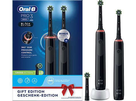 ORAL B Pro 3 3900 n DUO Black Edition Elektrische Zahnbürste Schwarz