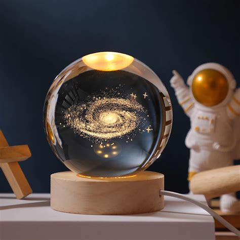 Mm Glass Solar System Planet Sphere D Laser Engraved Galaxy Crystal