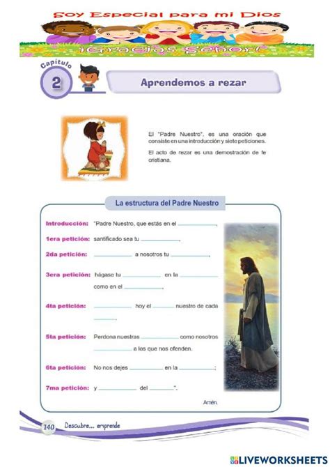 Oración padre nuestro worksheet