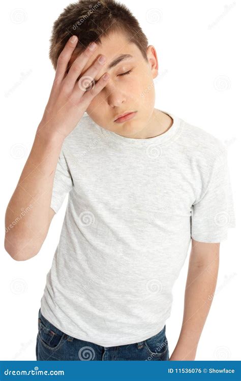 Boy Child Headache Tired Weary Stock Photo Image Of Hand Pain