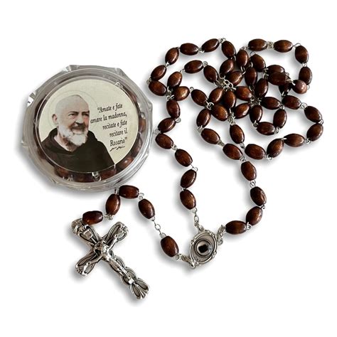 Buy Saint Padre Pio Relic Rosary Made Of Dark Wood Prayer Beads