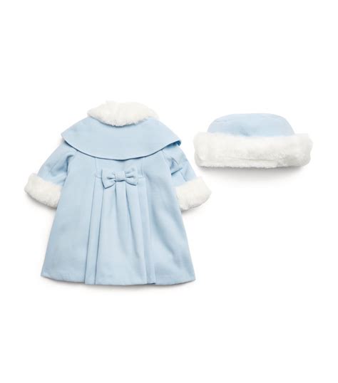 Sarah Louise Blue Faux Fur Trim Hat And Coat Set 6 24 Months Harrods Uk