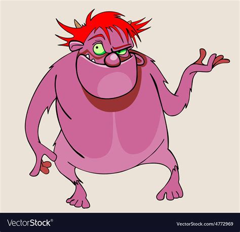 Cartoon character pink scary beast Royalty Free Vector Image