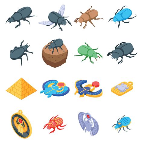 Scarab Beetle Icons Set Isometric Style 8459185 Vector Art At Vecteezy