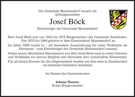 Traueranzeigen Von Josef B Ck Trauer Merkur De